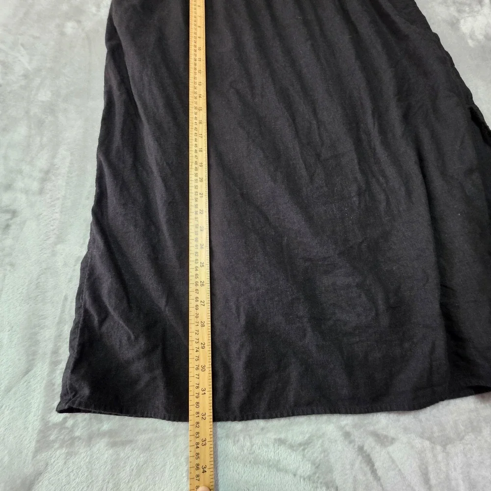 Gap Womens XXL Black Linen Blend Midi Skirt Elastic Waist Layered Side Slit